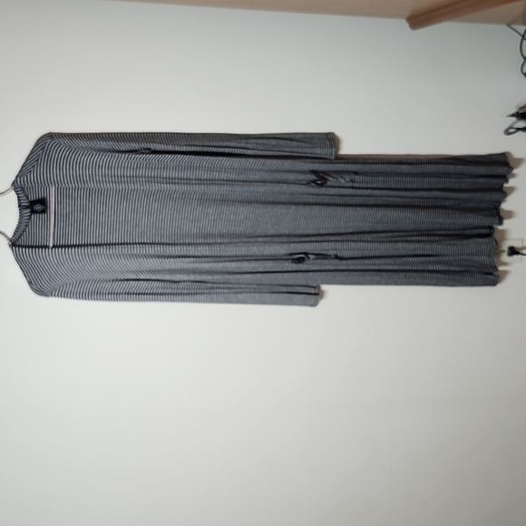 Agnes & Dora striped Maxi cardigan long sleeve pockets lightweight womens medium - Picture 1 of 7